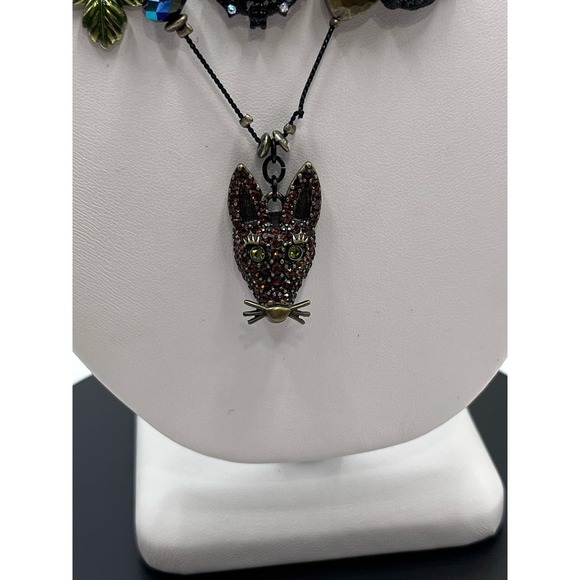 Betsey Johnson Dark Forest Triple Strand Gunmetal Necklace Fox Rabbit Charms - Picture 2 of 16